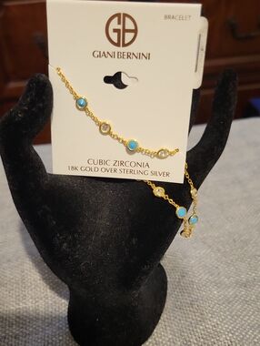 Giani Bernini Gold-Tone Bracelet with Turquoise and Clear Stones